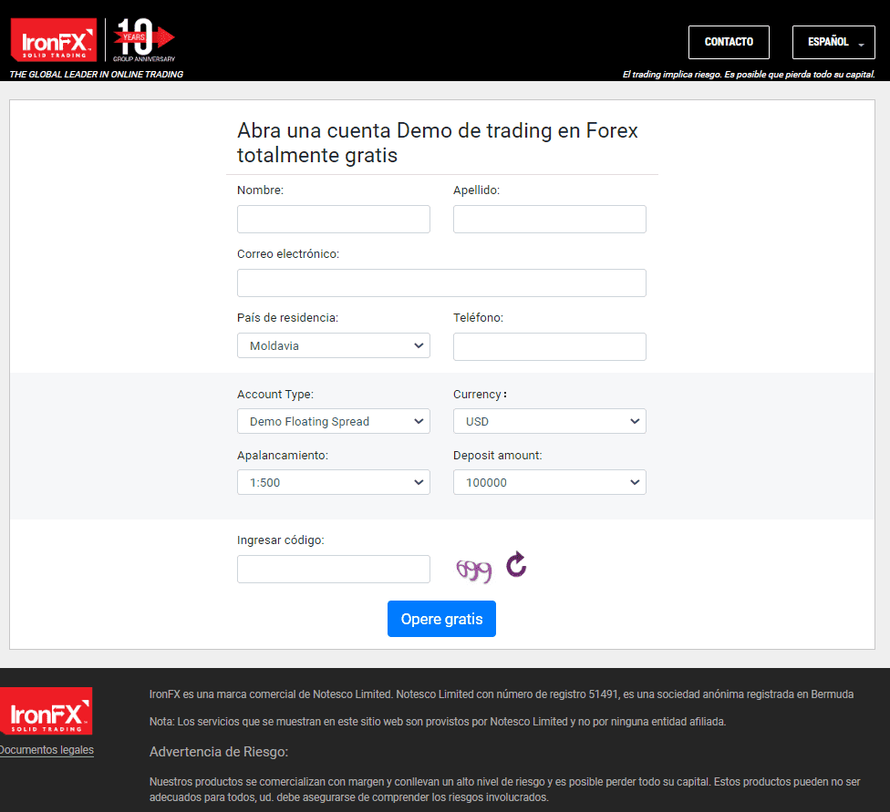 Apertura de Cuenta Demo - IronFX Apertura de Cuenta Demo - IronFX